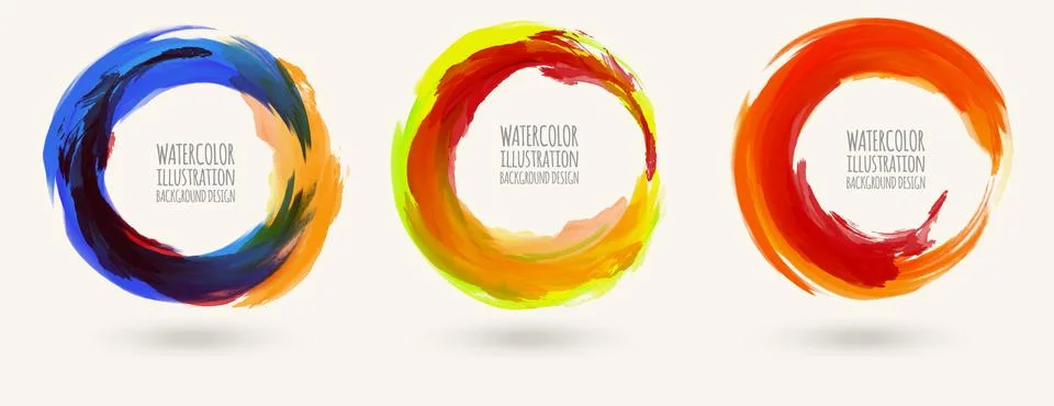 Watercolor circle texture set. Vector circle elements Illustrazione stock