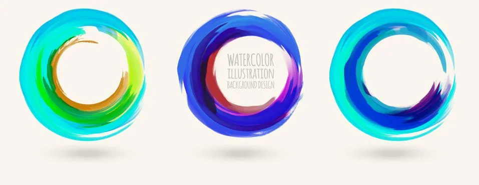 Watercolor circle texture set. Vector circle elements Stockillustratie