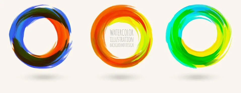 Watercolor circle texture set. Vector circle elements イラスト素材