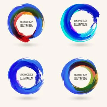 Watercolor circle texture. Vector circle elements 库存插图