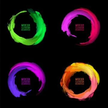 Watercolor circle texture. Vector circle elements Illustrazione stock