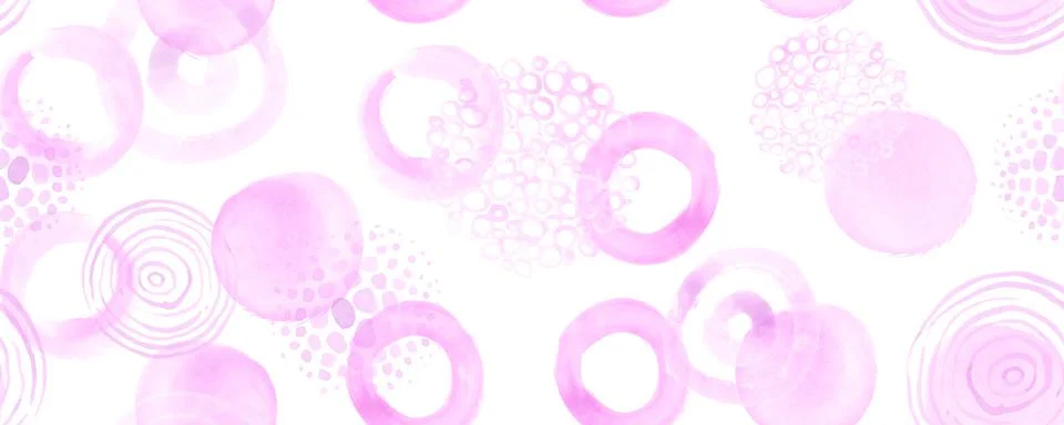 Watercolor Circles Background. Cute Rounds Design. Modern Drawn Dots Wallpaper Stock Illustration