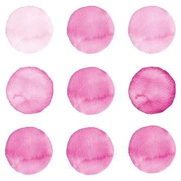 Watercolor circles collection vinous and pink colors. Stains set isolated o.. Stock Illustration