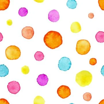 Watercolor circles pattern. Hand drawn colorful watercolor background with ci Stock Illustration