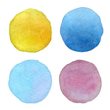 The watercolor circles on a white backdrop. Vector graphic illustration. Grunge Stock Illustration