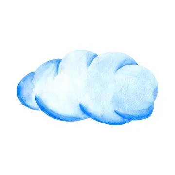 Watercolor cloud illustration. Cloud hand painted with watercolor. Isolated Stock Illustration