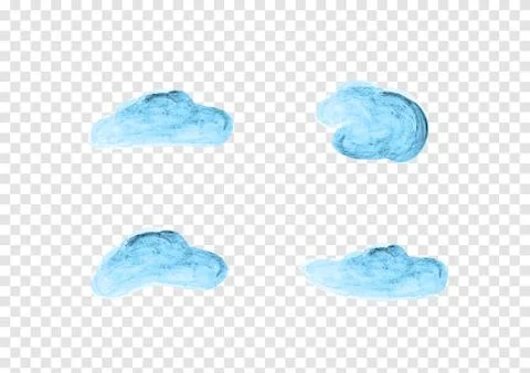 Watercolor cloud vector isolated on transparency background ep02 Stock Illustration