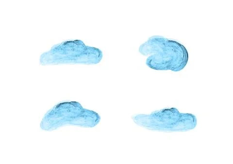 Watercolor cloud vector isolated on white background ep02 Stock Illustration