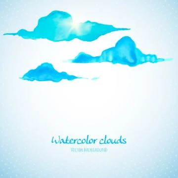 Watercolor clouds background with space for your text. Vector illustration Stock Illustration