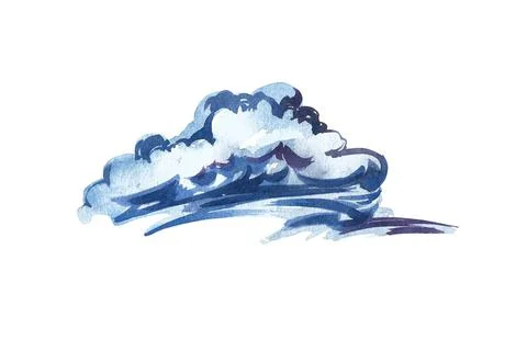 Watercolor clouds on the white background. Template for weather illustrations Stock Illustration