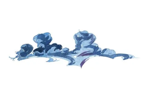 Watercolor clouds on the white background. Template for weather illustrations Stock Illustration