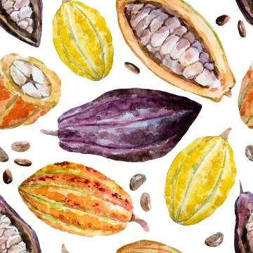 Watercolor cocoa pattern Stock Illustration