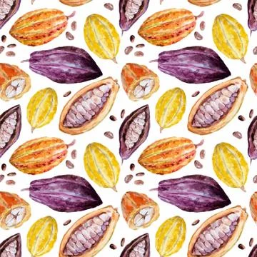 Watercolor cocoa pattern Stock Illustration