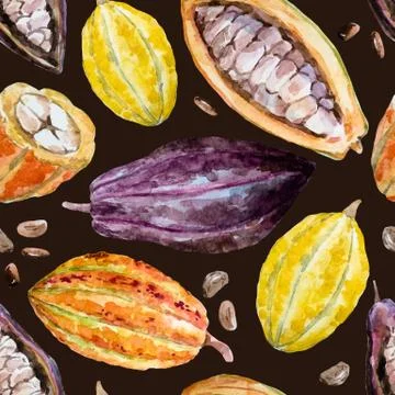 Watercolor cocoa pattern Stock Illustration