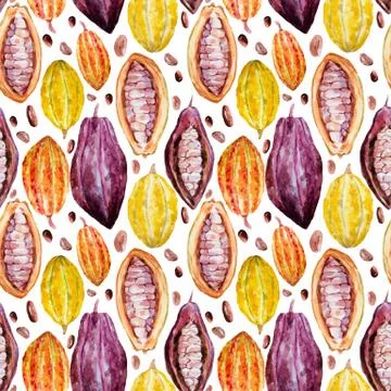 Watercolor cocoa pattern Stock Illustration