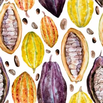 Watercolor cocoa pattern Stock Illustration