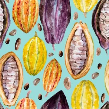 Watercolor cocoa pattern Stock Illustration