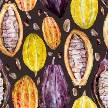 Watercolor cocoa pattern Stock Illustration
