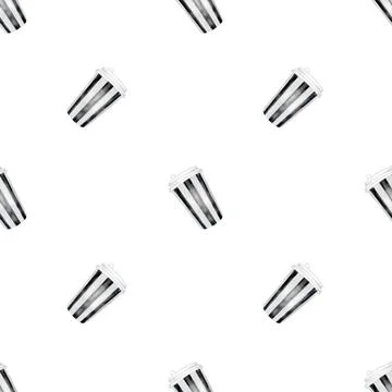 Watercolor coffee cup seamless pattern. Hot drink to go, isolated on white Illustrazione stock