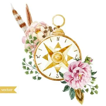 Watercolor compass Stock Illustration