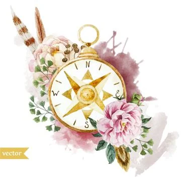 Watercolor compass Stock Illustration
