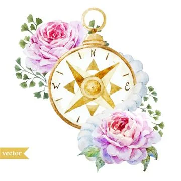 Watercolor compass Stock Illustration