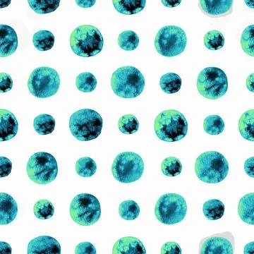 Watercolor confetti seamless pattern. Hand painted circles. Stock Illustration