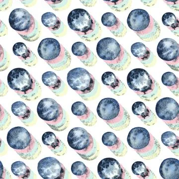 Watercolor confetti seamless pattern. Hand painted circles. Stock Illustration