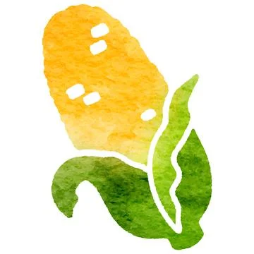Watercolor corn vegetable icon simplified Stock Illustration