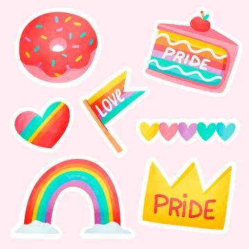 Watercolor design elements collection for pride month celebration 스톡 일러스트