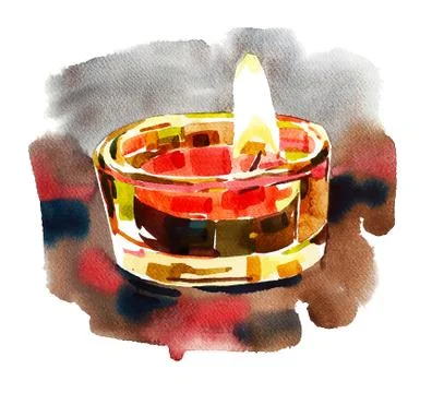 Watercolor Diwali lighting composition, pattern for Indian festi Stock Illustration