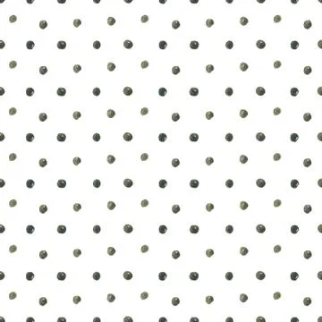 Watercolor dots seamless pattern on white Stock Illustration