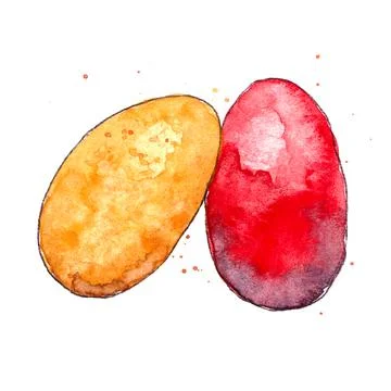 Watercolor drawing colored Easter eggs on a white background Stock Illustration