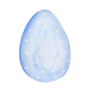 Watercolor drawing of a cute Easter egg in pastel blue colors on a white Stock Illustration