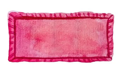 Watercolor drawing of pink-red rectangular frame, box for text Illustrazione stock