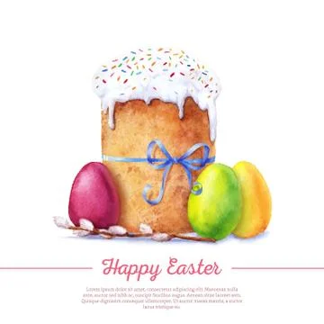 Watercolor easter cake Stock Illustration