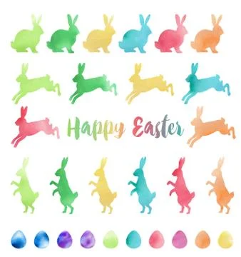Watercolor Easter design elements Illustrazione stock