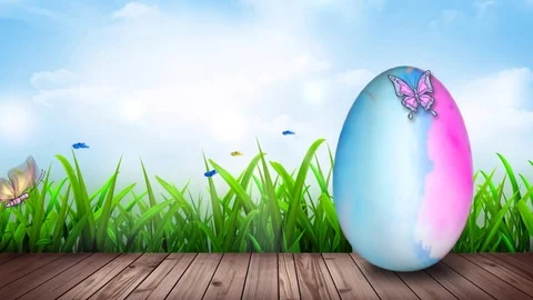 Watercolor Easter Egg on the Boardwalk 4K Loop Video stock 73814106