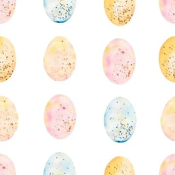Watercolor easter egg paper. seamless spring pattern. Neutral delicate eggs.. Stock Illustration