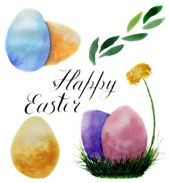 Watercolor Easter eggs for design, prints or background Stock Illustration