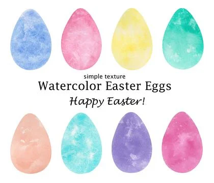 Watercolor Easter eggs of simple texture and different colors Illustrazione stock