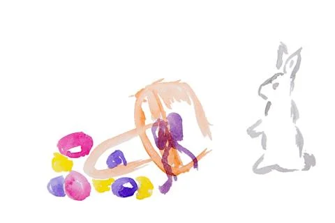 Watercolor easter rabbit Illustrazione stock