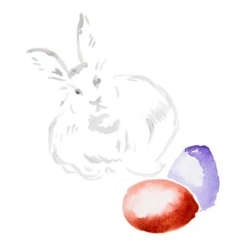 Watercolor easter rabbit Illustrazione stock