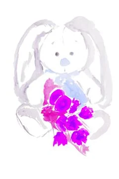 Watercolor easter rabbit イラスト素材
