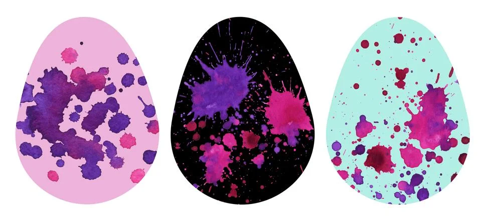 Watercolor Easter set with spotted eggs 库存插图