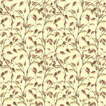 Watercolor elegant pattern with tree branch with leaves. Hand painted autumn Stock Illustration