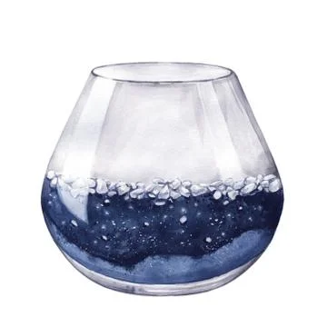 Watercolor. An empty aquarium. Stock Illustration