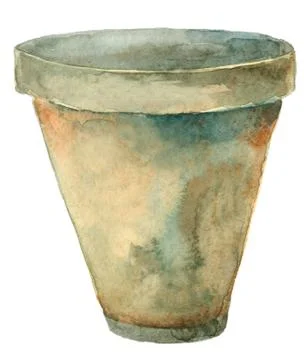Watercolor Empty pot Stock Illustration