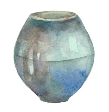 Watercolor Empty pot Stock Illustration