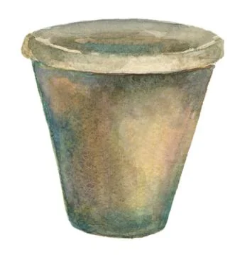 Watercolor Empty pot Stock Illustration